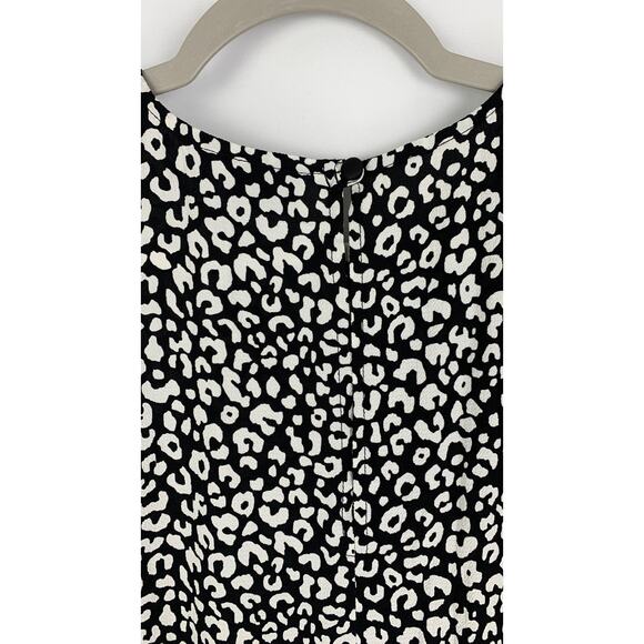 ASOS Maternity Mono Animal Print Long Sleeve Tiered Mini Dress Size 10 Black - Picture 8 of 9